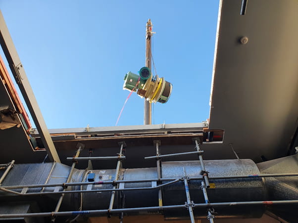 Trane Compressor being craned in after refurbishment for total chiller reconditioning.